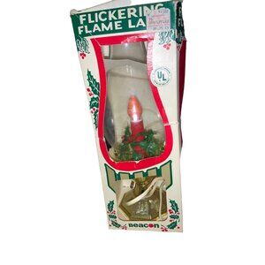 Electric Christmas Candle Lamp Flame Hurricane Light Vintage Christmas Decor